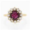 Image 4 : Vintage 18k Gold 2 ctw GIA Burma No Heat Round Ruby Diamond Halo Cluster Ring