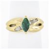 14k Gold 0.66 ctw Marquise Emerald w/ Baguette Channel Diamond Engagement Ring