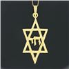 Image 3 : 14K Gold Reversible Large Dual Finish Star of David Chai Center Pendant Necklace