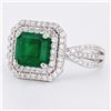Image 2 : 2.32 ctw Emerald and 0.70 ctw Diamond 14K White Gold Ring