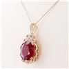 Image 1 : 28.42 ctw Ruby and 0.85 ctw Diamond 14K Yellow Gold Pendant