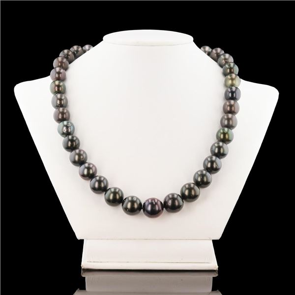 11mm to 14mm Tahitian Cultured Pearl Necklace with 14K White Gold Clasp