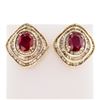 Image 2 : 4.99 ctw Ruby and 3.25 ctw Diamond 14K Yellow Gold Earrings