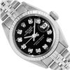 Rolex Ladies Stainless Steel Black Diamond Dial Fluted Bezel Date Watch
