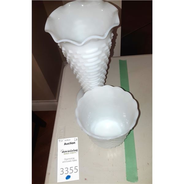 Milk glass vases,A