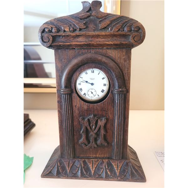 Antique Smith Empire Gold Plated Pocket Watch in Wood Show Case A