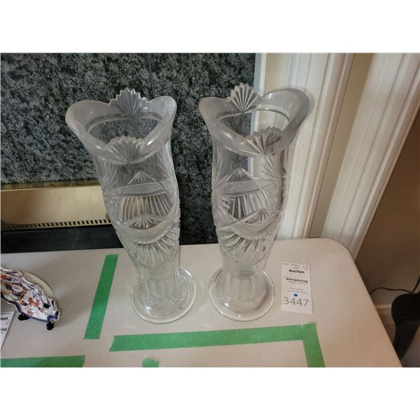 Pair of Tall Glass Vases A