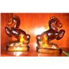 Image 2 : Amber Glass Horse Bookends A
