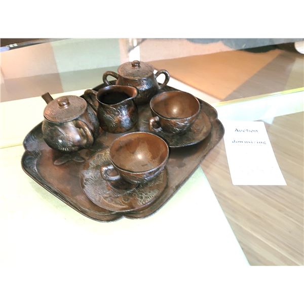Antique Miniature Metal Tea Set A