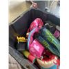 Image 2 : TOTE OF ASSORTED KIDS SWIM FINS, LIFE JACKETS AND BEACH ITEMS ETC