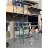 Image 2 : 2 SECTIONS OF SCAFFOLD DEPOT 5X7 FT SCAFFOLDING WITH 3 PLANKS, AND 4 LEVELLING FEET, EACH SECTION IS