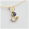 Image 2 : 10KT YELLOW GOLD NATURAL TANZANITE (0.15CT) PENDANT WITH CZ (0.20CT) AND GOLD PLATED STERLING SILVER