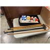 Image 2 : ASSORTED SEWING AND CRAFT ITEMS, MEDICAL ITEMS AND 5 WOODEN CANES