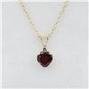 Image 2 : 10KT YELLOW GOLD NATURAL GARNET (0.70CT) PENDANT WITH NATURAL MOONSTONE (0.10CT) AND GOLD PLATED STE
