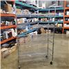 Image 1 : CHROME WIRE ROLLING RACK, 6 SHELF, 48" X 16"