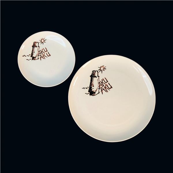 SET OF TWO (2) "AKU AKU" LAS VEGAS DISHES - PYROCERAM BY CORNING.