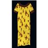 Image 1 : MOD HAWAIIAN LONG YELLOW & BROWN TIKI PATTERN DRESS.