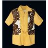 Image 1 : MOD HAWAIIAN TAN & TAPA BELTED MEN'S SHIRT.