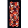 Image 1 : MOD HAWAIIAN SHORT ORANGE & BROWN TIKI MOTIF DRESS.