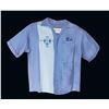 Image 1 : MOD HAWAIIAN BLUE TIKI PATTERN BOWLING SHIRT - "ED".