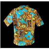 Image 2 : MOD HAWAIIAN BROWN & BLUE NAUTICAL TIKI MOTIF MEN'S SHIRT.