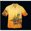 Image 1 : MOD HAWAIIAN ORANGE SAILING MOTIF MEN'S LANAI SHIRT.
