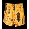 Image 2 : MOD HAWAIIAN MEN'S TIKI PATTERN YELLOW & BROWN SHORTS.