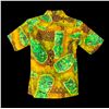 Image 2 : MOD HAWAIIAN GREEN TIKI PATTERN ZIPPERED MEN'S LANAI SHIRT.