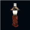 Image 2 : OCEANIC ARTS #1401 "THE MAORI"  TRADER VIC'S TABLE CANDLE LAMP w/ HURRICANE GLASS & SHADE.
