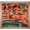 Image 2 : LARGE BEAUTIFUL PAINTING BY BOOK OF TIKI ARTIST MORITZ R. USED FOR DON TIKI ALBUM COVER.