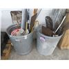 Image 1 : Waste Cans 2, Asst. Concrete Tools, Pry Bar, Shovels