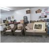 Image 1 : Wicker Padded Patio Loveseat, Armchairs, End Table Set