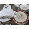 Image 2 : Large Lot of Christmas Dishes, Mugs, Dining Accessories, Snowman Cut Board & Clock
