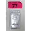 Image 1 : 1 Oz .999 Silver JBR Ethically Sourced Silver Bar 