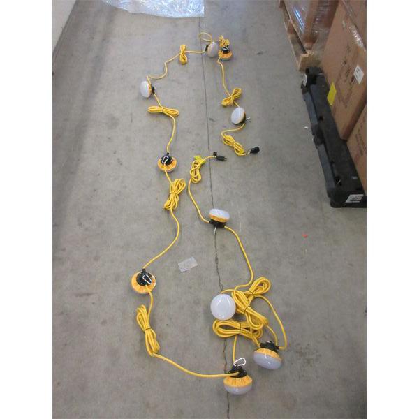 New 100' LED 10 Bulb Construction String Light