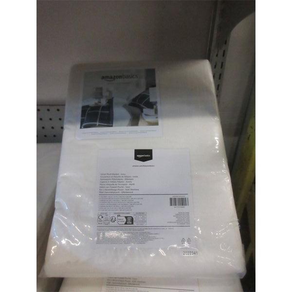 2 New Twin Size Velvet Plush Blankets - Ivory