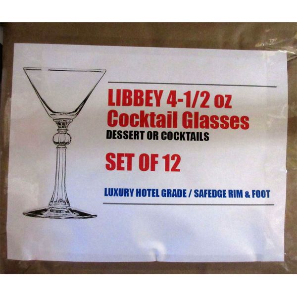 12 New Libbey 4.5 Oz Cocktail Glasses 