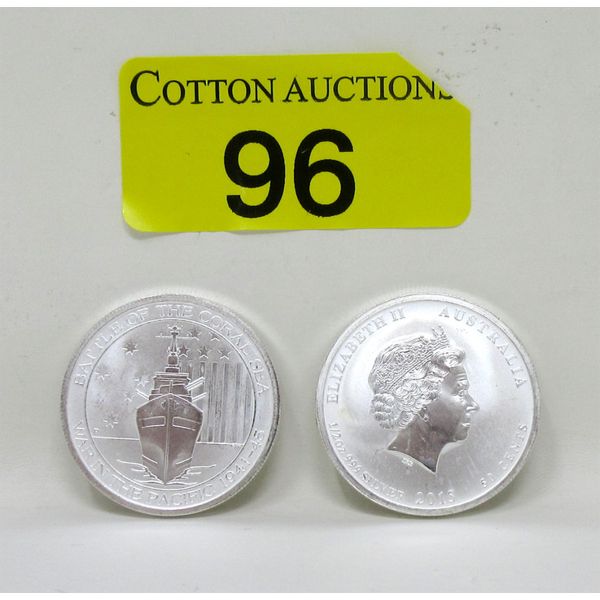 2 x 1/2 Oz .999 Silver 2015 Battle of the Coral Sea Coins 