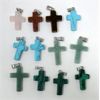 Image 1 : 12 Polished Gemstone Cross Pendants