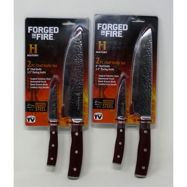 2 Sets of 2 New Forged in Fire Kitchen Knife Sets