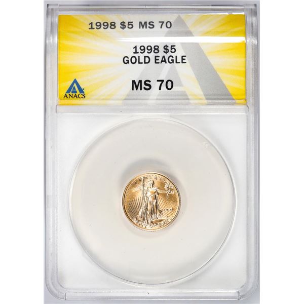 1998 $5 American Gold Eagle Coin ANACS MS70