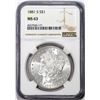 Image 1 : 1881-S $1 Morgan Silver Dollar Coin NGC MS63
