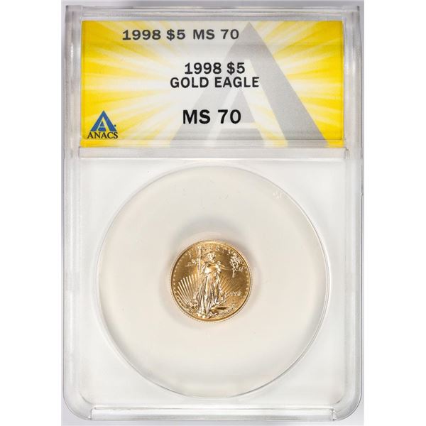 1998 $5 American Gold Eagle Coin ANACS MS70