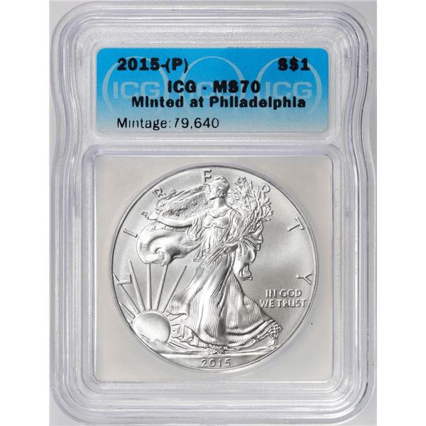 2015-(P) $1 American Silver Dollar Coin ICG MS70 Philadelphia