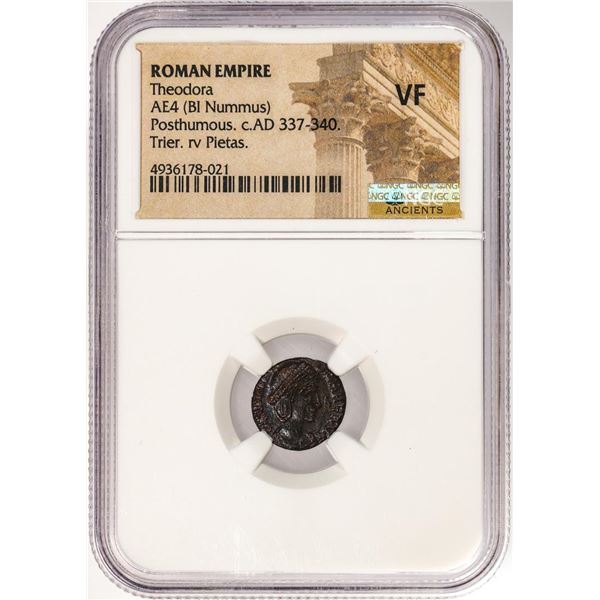 Roman Empire 337-340 c.AD Theodora AE4 Bi Nummus Ancient Coin NGC VF