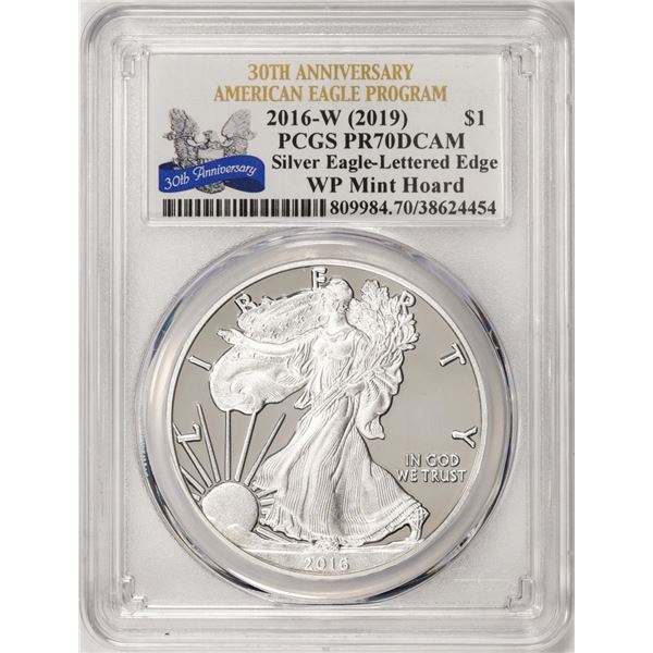 2016-W Lettered Edge $1 Proof American Silver Eagle Coin PCGS PR70DCAM WP Mint Hoard