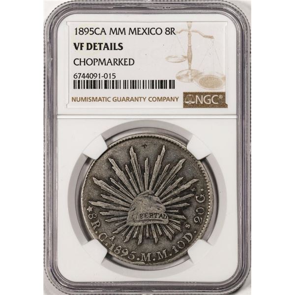 1895CA MM Mexico 8 Reales Silver Coin NGC VF Details Chopmarked