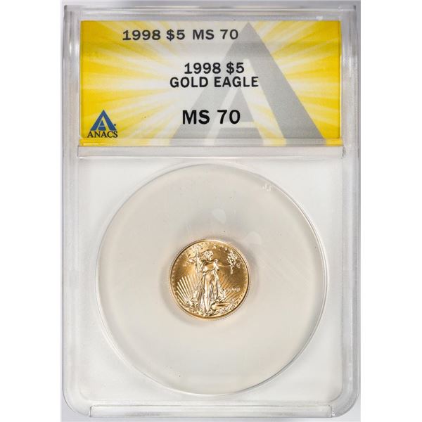 1998 $5 American Gold Eagle Coin ANACS MS70