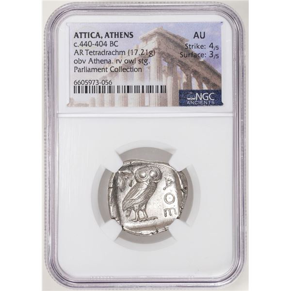 Attica, Athens c.440-404 BC AR Tetradrachm Athenian Owl Ancient Coin NGC AU