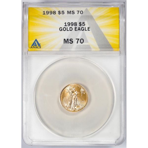 1998 $5 American Gold Eagle Coin ANACS MS70